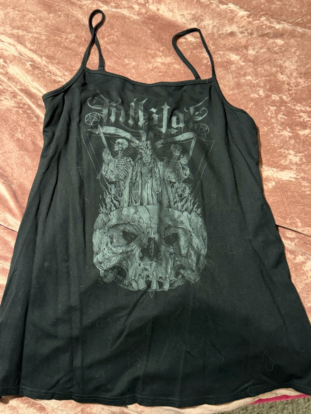 Killstar Black Graphic Skull Back Print Mini Tank Dress